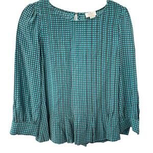 Kate‎ Spade New York Women's Green Check Pleated Blouse Size 10 by measurement